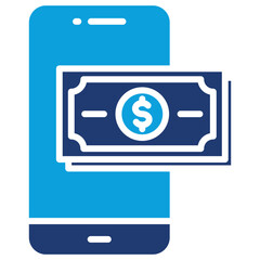 Fototapeta premium Digital Money Flat Blue Icon