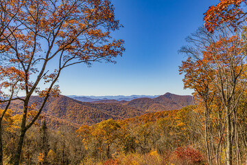 Autumn vieww from the Double Top Mountain Overlook on the Blue Ridge Parkway in western North Carolina