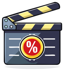 Film Slate with Percentage Sign for Movie Promotions and Discounts