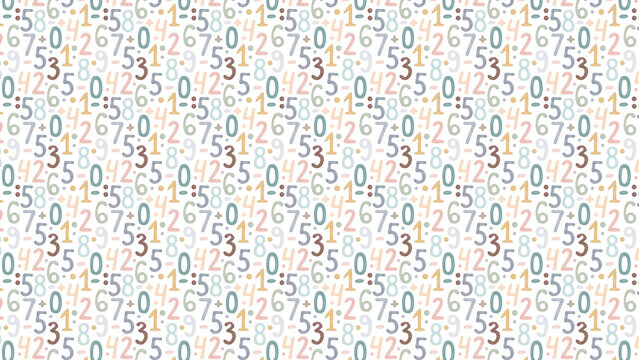 Seamless math pattern background with numbers and symbols for design and decoration