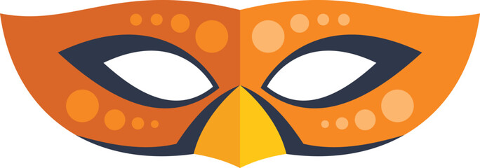 Orange carnival mask with dots and yellow beak celebrating mardi gras in new orleans