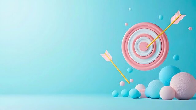 Aiming for the bullseye, concept illustration of achieving goals