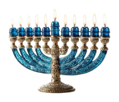 Hanukkah menorah display home celebration decorative festive isolated on transparent background