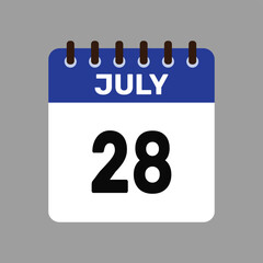 calendar july 28 icon vector reminder for important deadlines and special events this autumn season