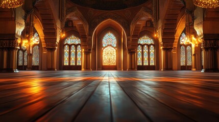 Obraz premium Grandeur of islamic architecture a mesmerizing view of a mosques interior design