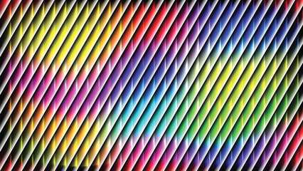 Vibrant diagonal gradient stripes with smooth white edges creating a colorful abstract pattern ideal for modern art and digital design backgrounds