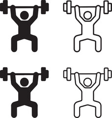 Isolated fitness icon set, gym exercise workout health activity symbols, editable fitness vector art, sport and wellness icons for active lifestyle buyers