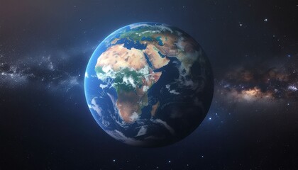 Obraz premium Planet Earth on starry space background, day and night transition.