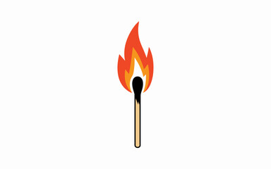 vector illustration of a burning match