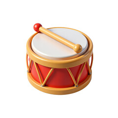 music box, wind up drum, red and gold 3D Icon &ndash; Glossy Minimal Emoji Style, Isolated PNG object