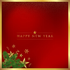 gold, shiny happy new year background and greeting card vector illustration