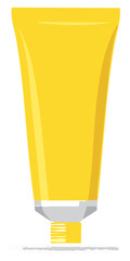 Yellow Tube Mockup, Vector Illustration for Packaging, Cosmetic, or Ointment Products