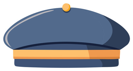 Blue and Gold Captain's Hat, Vector Illustration of a Nautical Accessory