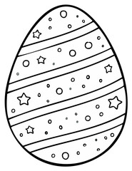 Decorative Easter egg line art with stars and stripes design element, holiday outline