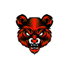 angry red panda mascot illustration logo