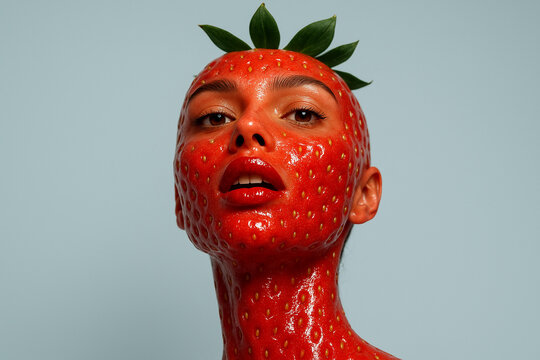 Portrait conceptuel de femme fraise &eacute;l&eacute;gante
