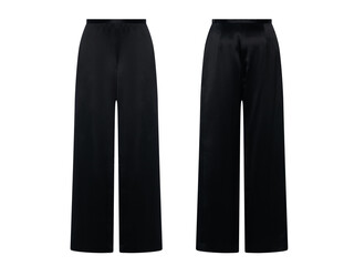 Women's casual clothes Business trousers, Front and back view, Black women's classic trousers, Black pants transparent background