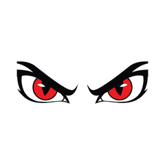 Fierce red eyes with an intense, menacing expression, depicted in a bold vector illustration, perfect for designs requiring a powerful, aggressive, or dangerous visual element