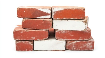 Obraz premium Stack of red bricks, slightly off-white markings