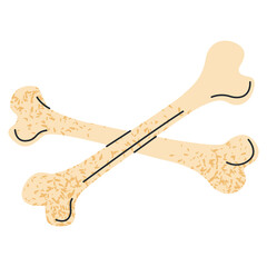Two Stylized Beige Bone Shapes Crossed Over Each Other On A Transparent White Background With A...