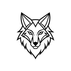 Geometric line art wolf head on transparent background