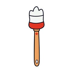 Cute cartoon paintbrush with red star and white bristles