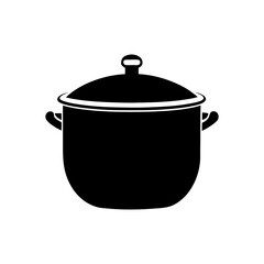 Simple black silhouette of a cooking pot with lid