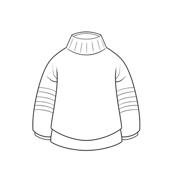 Think wooly jumper with a turtle neck clip art hand drawn black and white