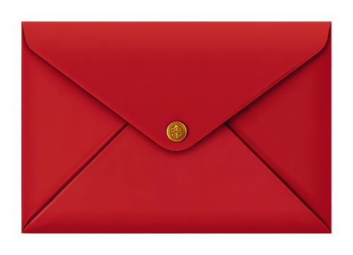 Delivering special letters red envelope presentation office isolated on transparent background