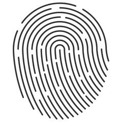 Fingerprint icon. Biometric identification and security access symbol on transparent background