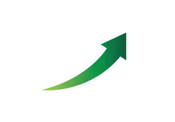 Green upward trending arrow indicating growth and progress isolated on transparent background