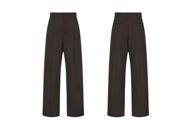 Olive Men's formal dress pants realistic mockup on Transparent background, front and back view, men's formal trousers