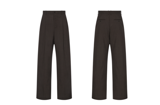 Olive Men's formal dress pants realistic mockup on Transparent background, front and back view, men's formal trousers