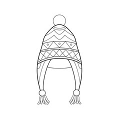 Peruvian chullo hat clip art hand drawn black and white