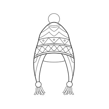 Peruvian chullo hat clip art hand drawn black and white