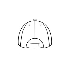 Backwards baseball cap hat clip art hand drawn black and white