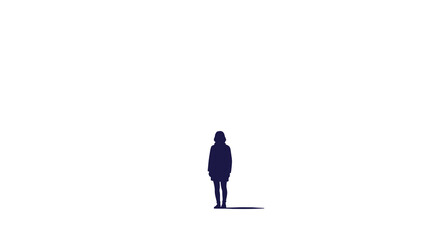 Minimalist Isolated Silhouette of a Standing Woman in Winter Coat Illustration