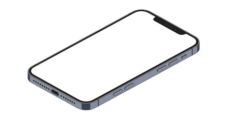 Isometric Contemporary Smartphone Mockup with Blank White Screen Display Illustration
