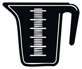 Black silhouette of a measuring cup with gradient lines and a handle