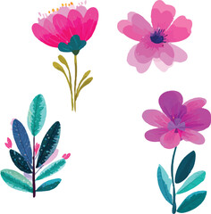 colorful set of vector flowers