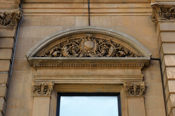 Pilasters Arched and Entrance of Old Stone 19th Century Building