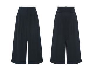 lady casual clothes Business trousers, Front and back view, Black women's classic trousers, Black pants transparent background