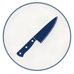 Dark blue chef knife isolated on transparent background