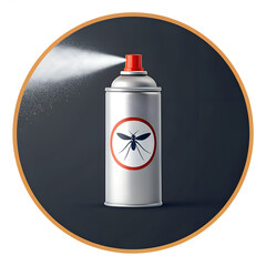 Insecticide spray can emitting mist isolated on transparent background