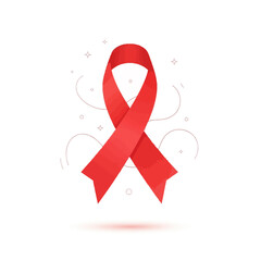 Red Ribbon Awareness Symbol Illustrative Design For Aids And HIV Related Causes On White Background
