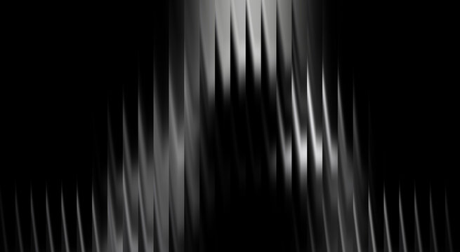 Abstract artistic representation of a dynamic and structured silver gradient. The imagery presents a blend of sharp and flowing lines