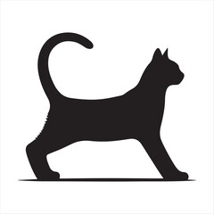 Cat stretching vector silhouette outline logo design concept illustration