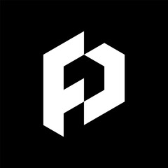 Letter FP or PF bold geometric logo design