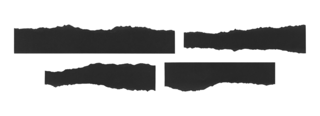Black ripped paper tape strips set with jagged torn edges PNG
