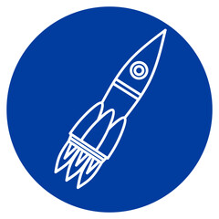 Rocket Ship Icon on Blue Circle